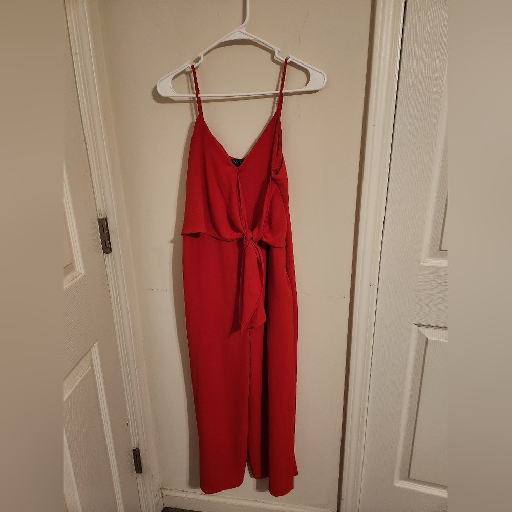 KLD Red Wide Leg Tank Jumpsuit. Medium